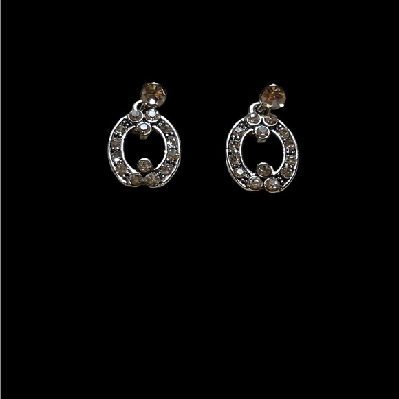 Monet silver tone earrings with rhinestones - Picture 4 of 4